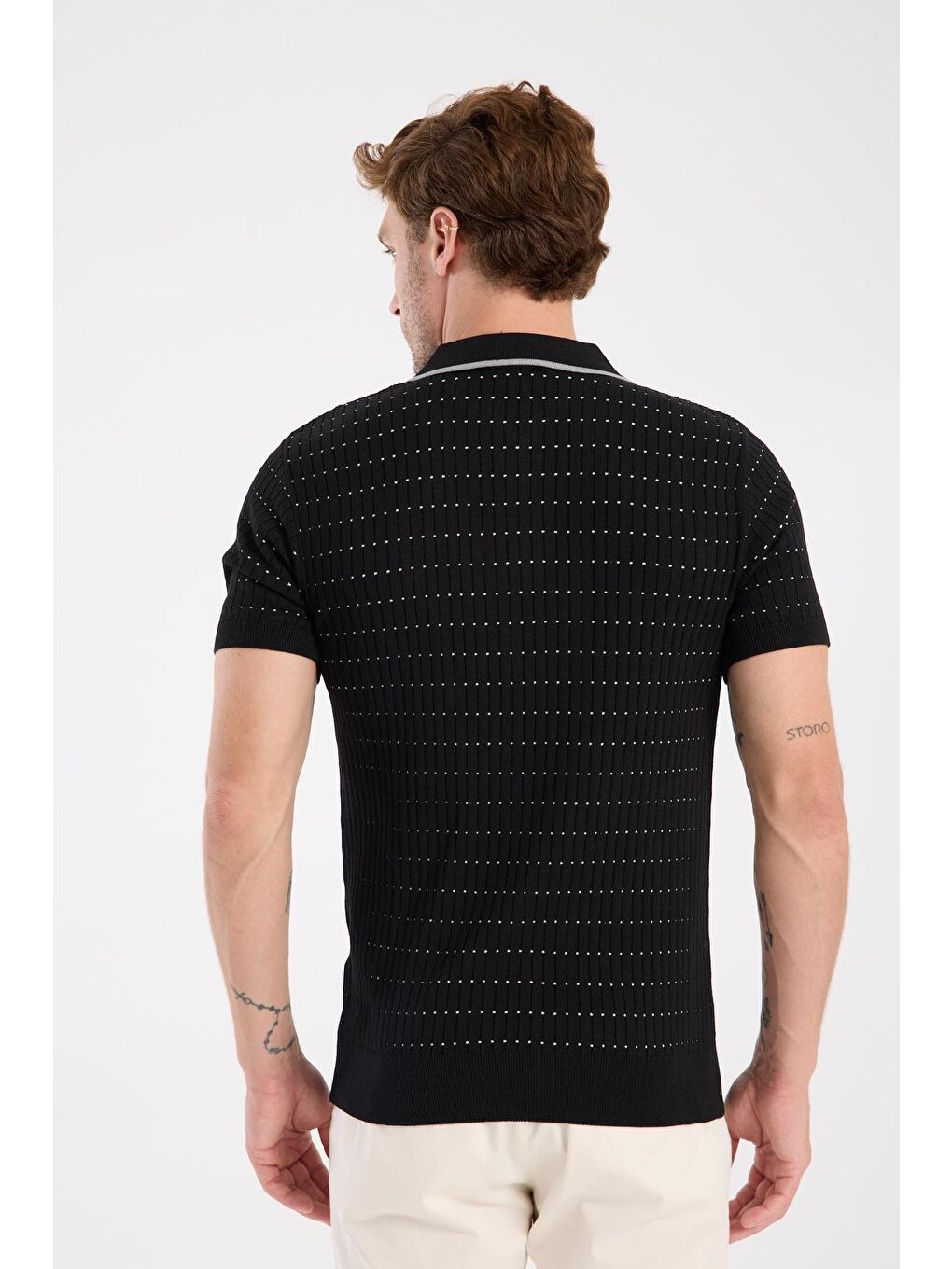 Aclub Sierra Örme Kumaş Viskon Karışımlı Slim Fit Siyah Polo Yaka Erkek Düz Polo Shirt-7