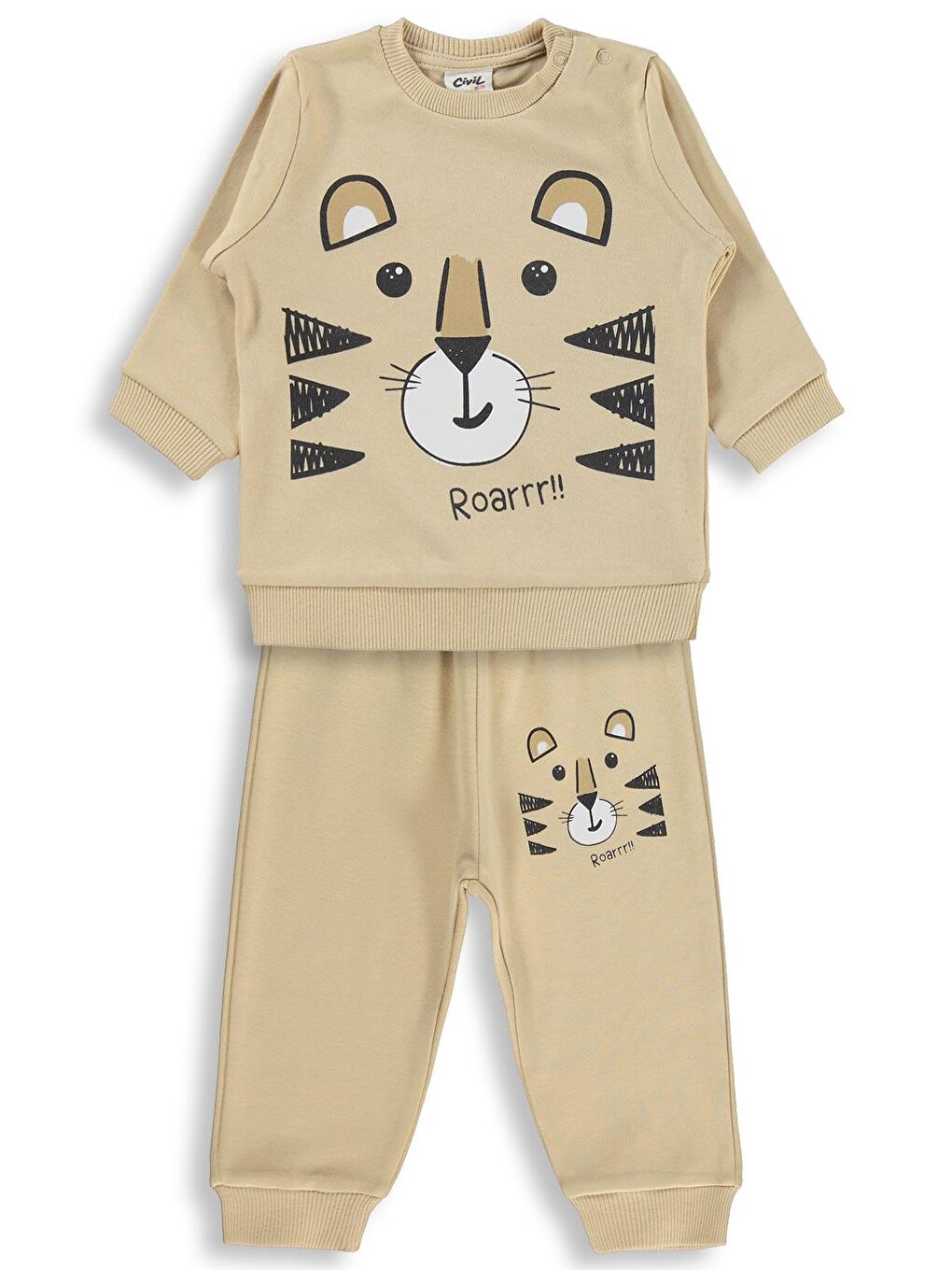 Baby Erkek Bebek Kaplan Baskılı 6-18 Ay Takım - Kahverengi