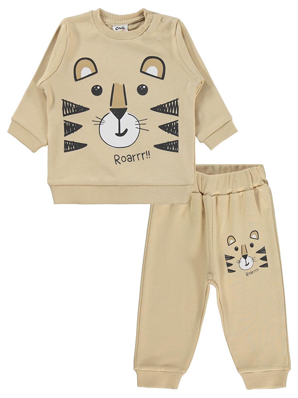 Baby Erkek Bebek Kaplan Baskılı 6-18 Ay Takım - Kahverengi-2