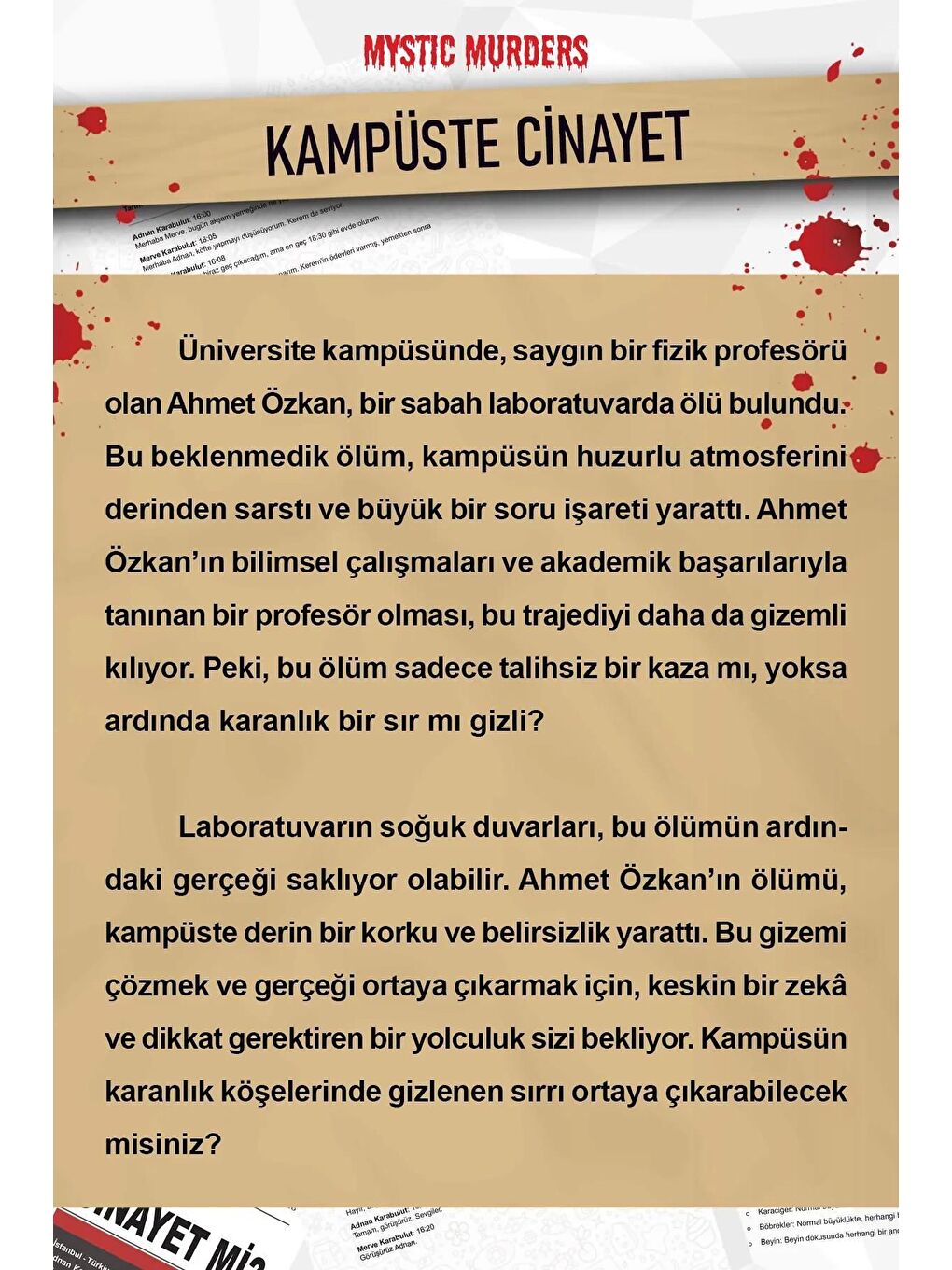 Dedektiflik Cinayet Çözme Oyunu   Kampüste Cinayet-1