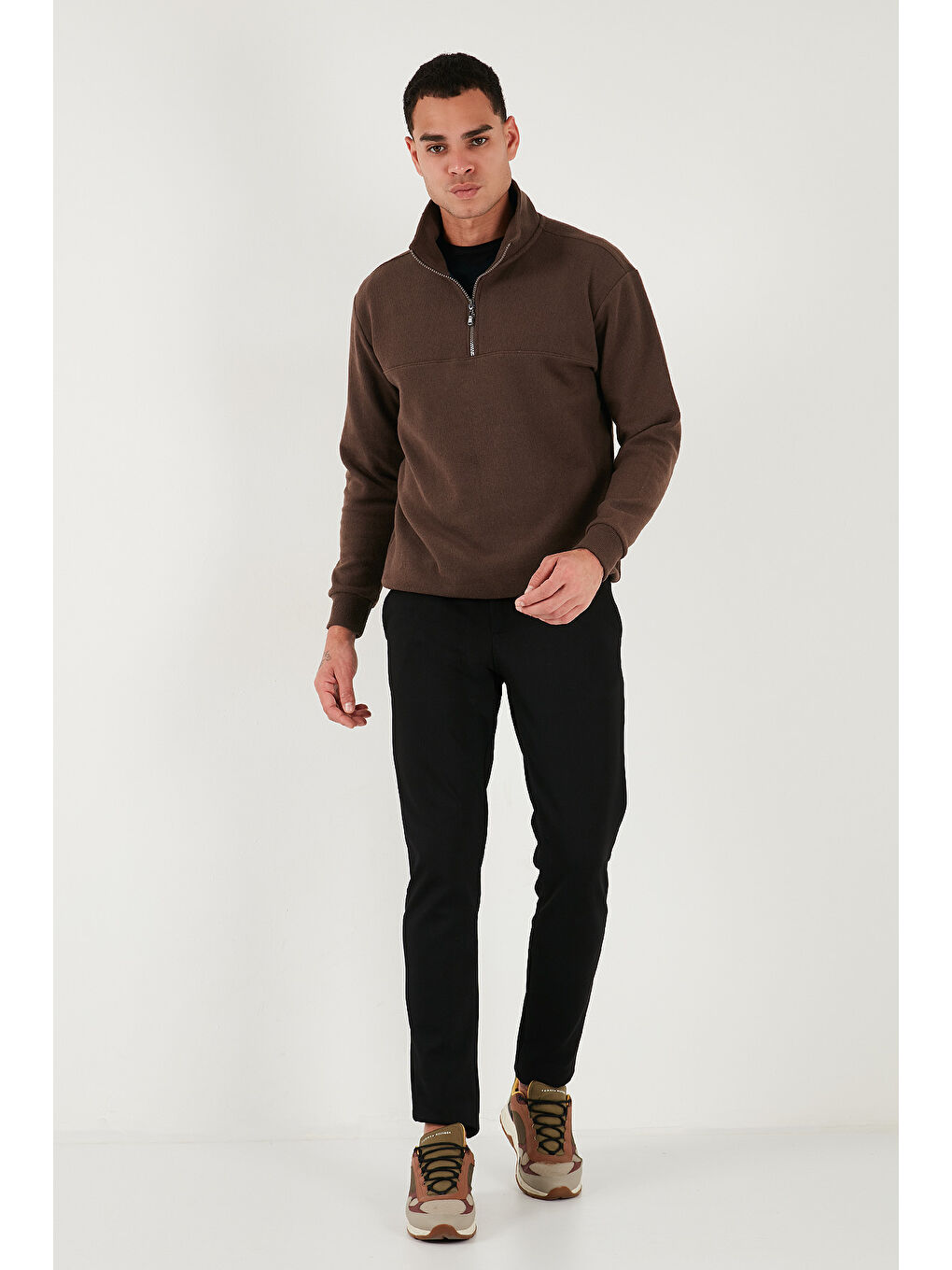 Kahverengi Pamuklu Regular Fit Erkek Kazak 456112 BR-2