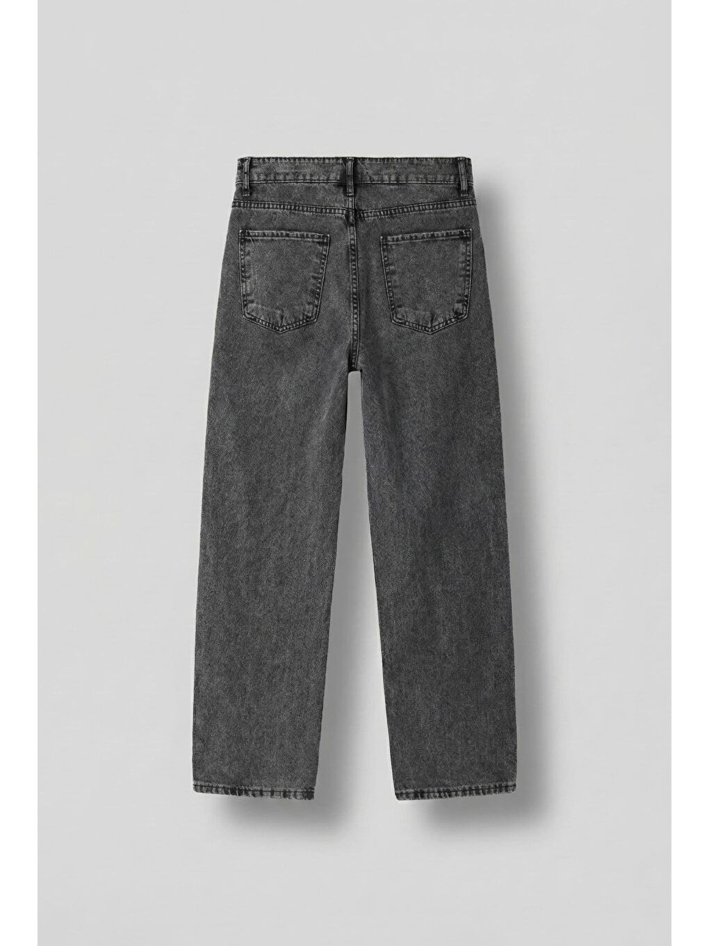 Erkek Baggy Fit Beli Bağcıklı Jean Pantolon Gri-1