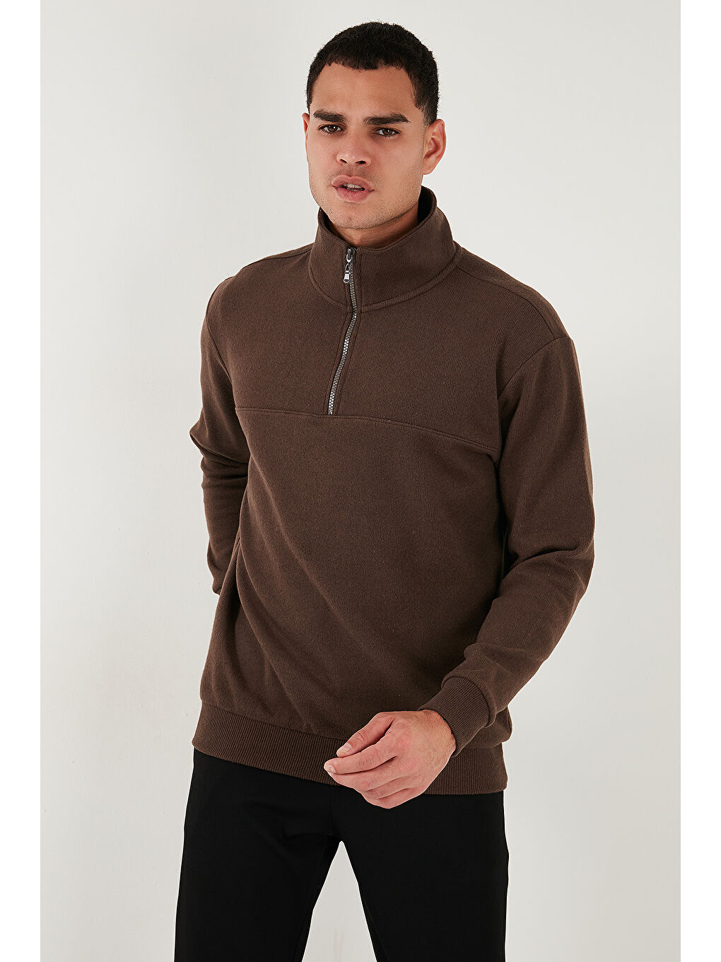 Kahverengi Pamuklu Regular Fit Erkek Kazak 456112 BR-3