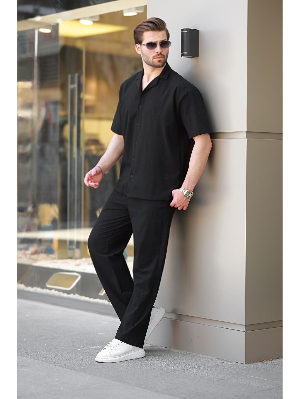 Siyah Basic Erkek Gömlek Takım E7320