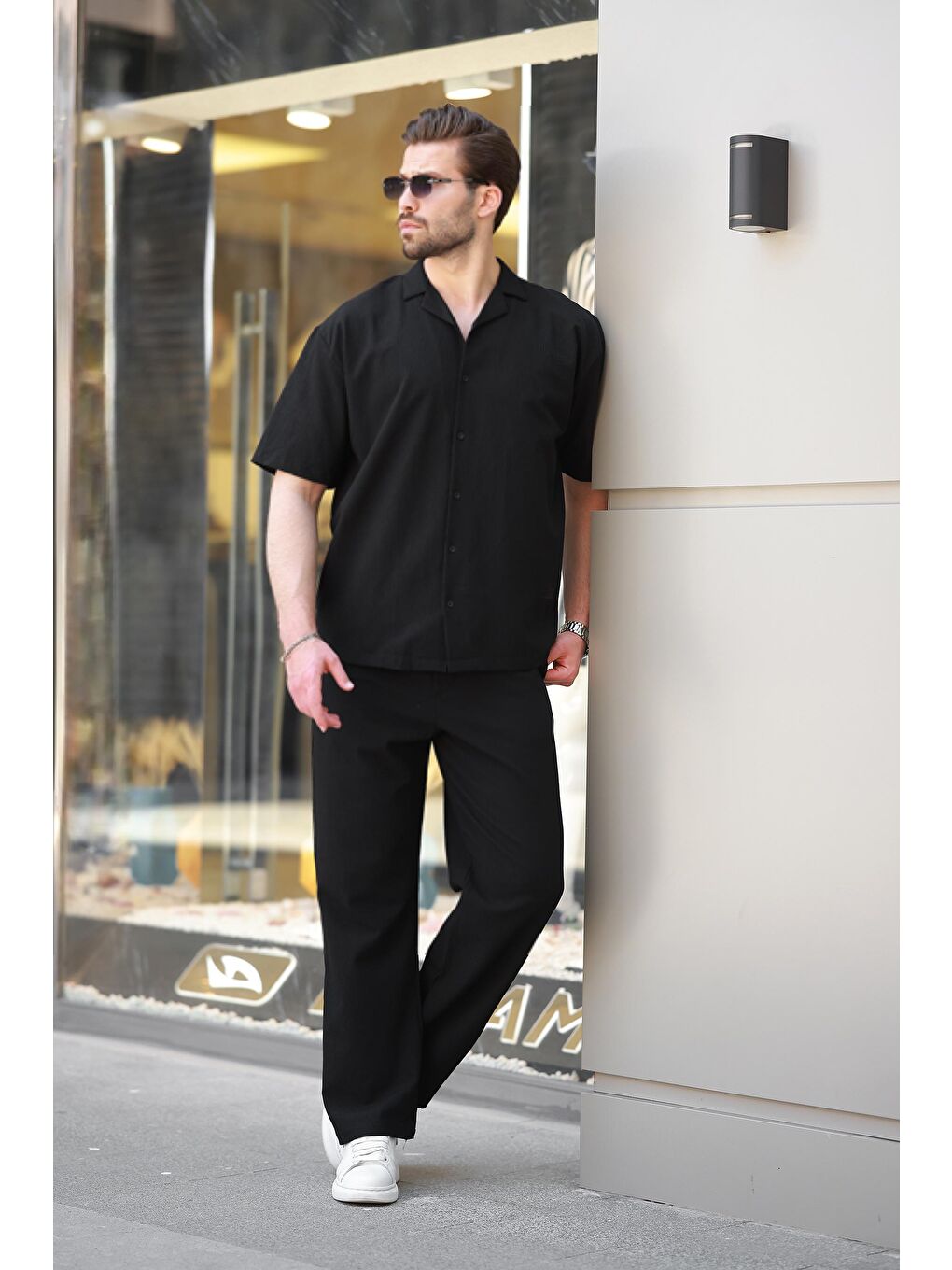 Siyah Basic Erkek Gömlek Takım E7320-1