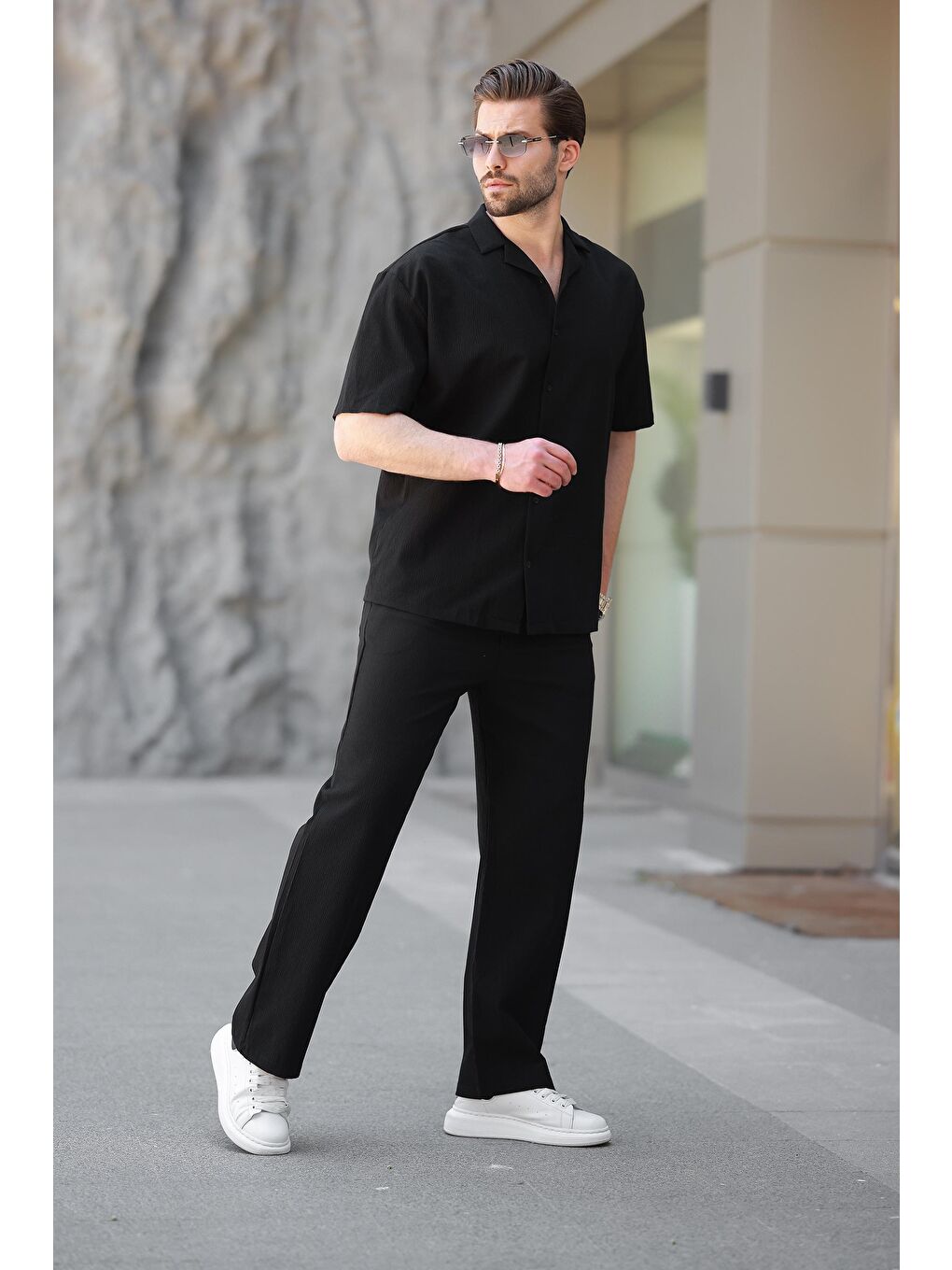 Siyah Basic Erkek Gömlek Takım E7320-2