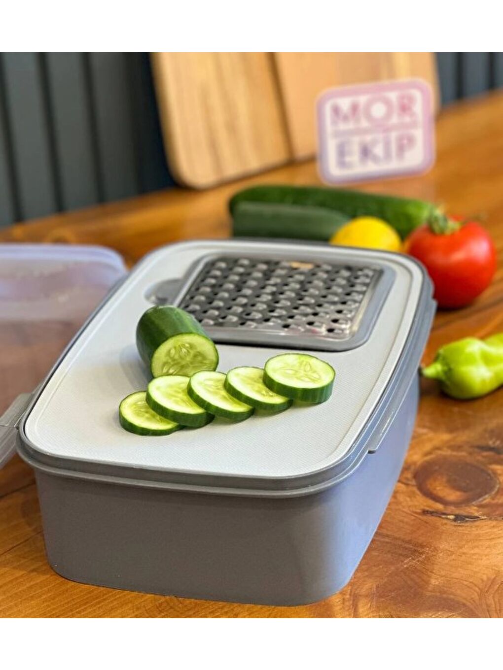 Vip Ahmet VP-039 Masal Rendeli Saklama Kabı Gri 4500 ml-1