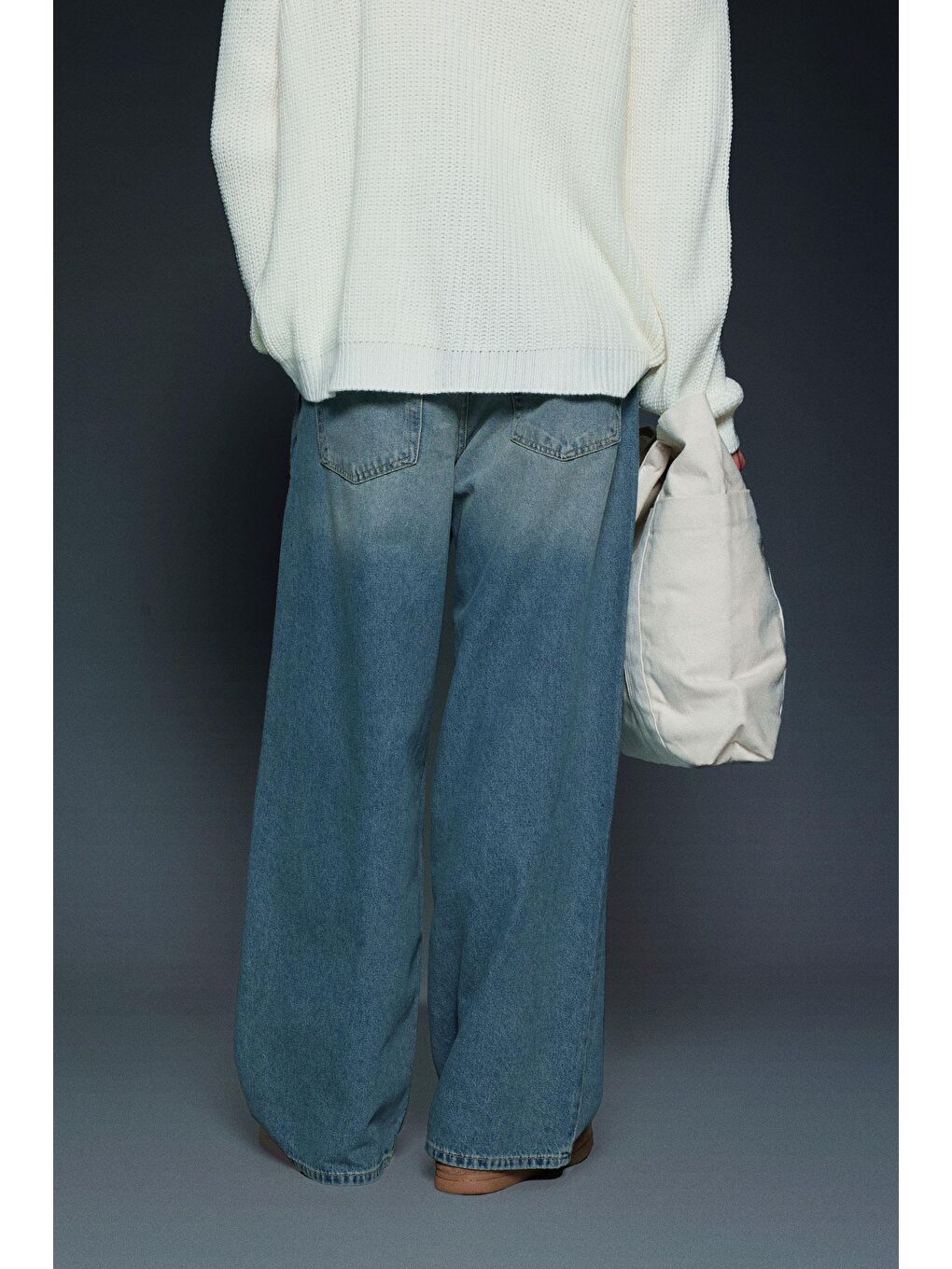 Erkek Süper Baggy Fit Jean Pantolon Soluk Mavi-5