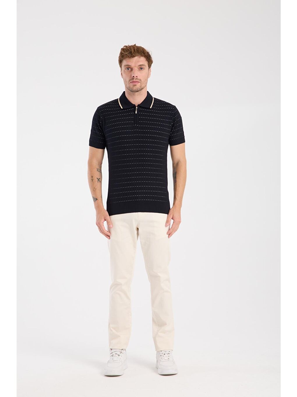 Aclub Sierra Örme Kumaş Viskon Karışımlı Slim Fit Lacivert Polo Yaka Erkek Düz Polo Shirt