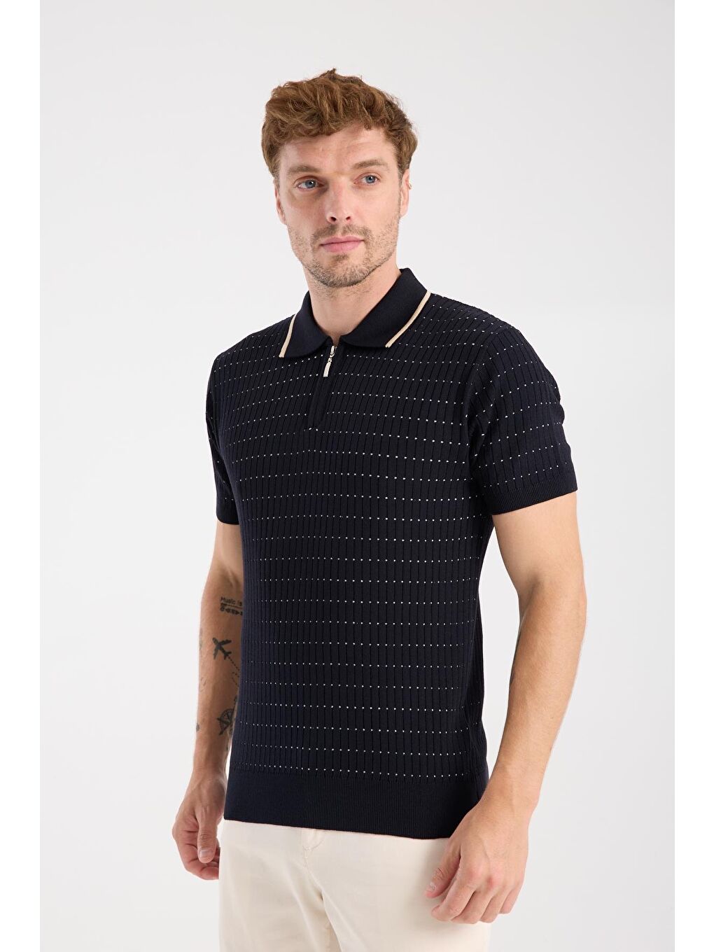 Aclub Sierra Örme Kumaş Viskon Karışımlı Slim Fit Lacivert Polo Yaka Erkek Düz Polo Shirt-2