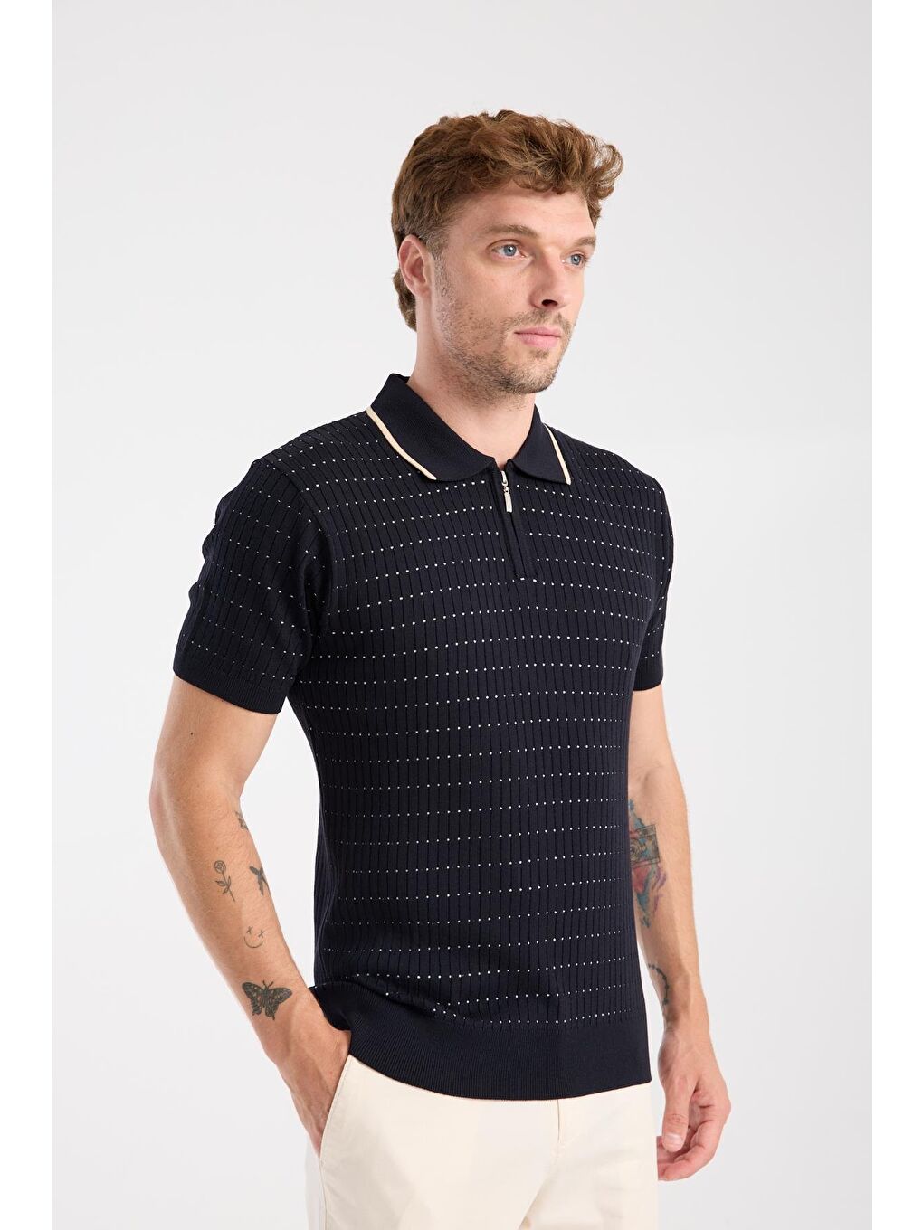 Aclub Sierra Örme Kumaş Viskon Karışımlı Slim Fit Lacivert Polo Yaka Erkek Düz Polo Shirt-5