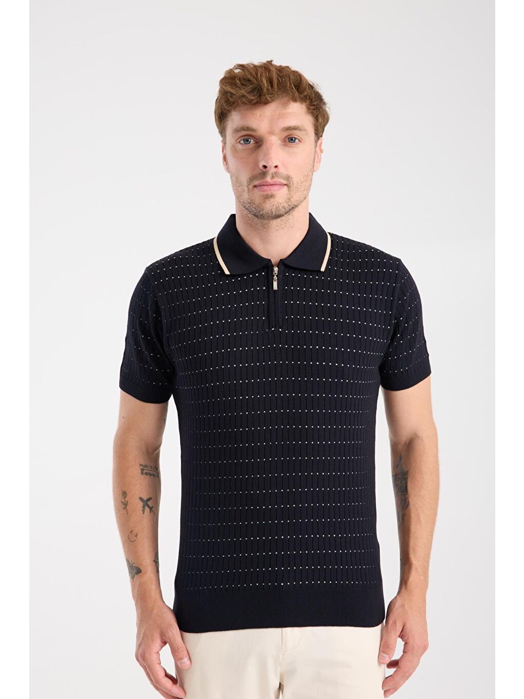 Aclub Sierra Örme Kumaş Viskon Karışımlı Slim Fit Lacivert Polo Yaka Erkek Düz Polo Shirt-6