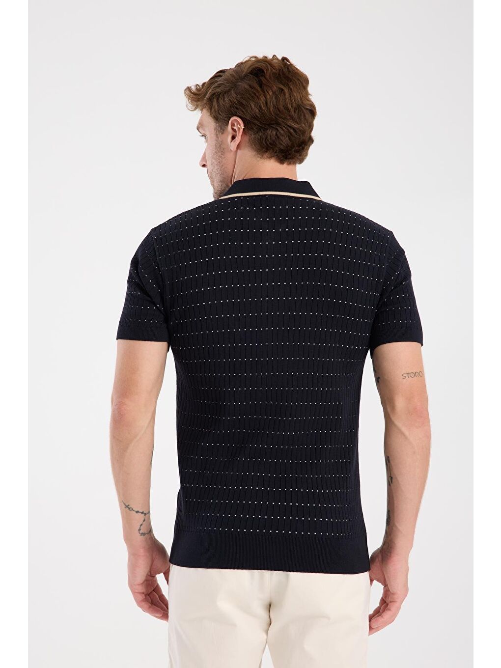 Aclub Sierra Örme Kumaş Viskon Karışımlı Slim Fit Lacivert Polo Yaka Erkek Düz Polo Shirt-7