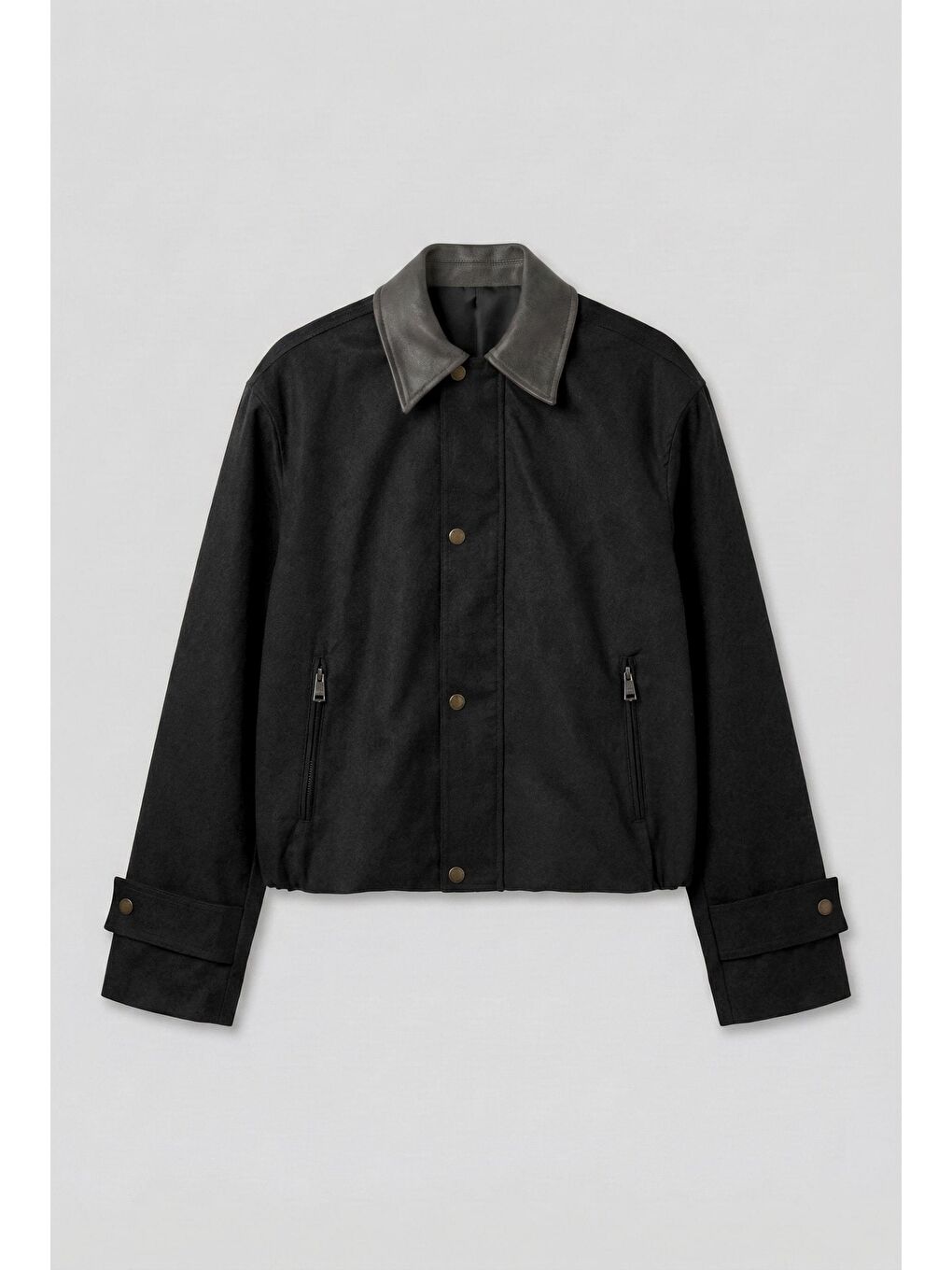 Erkek Boxy Fit Geniş Kesim Kontrast Yaka Premium Ceket Siyah