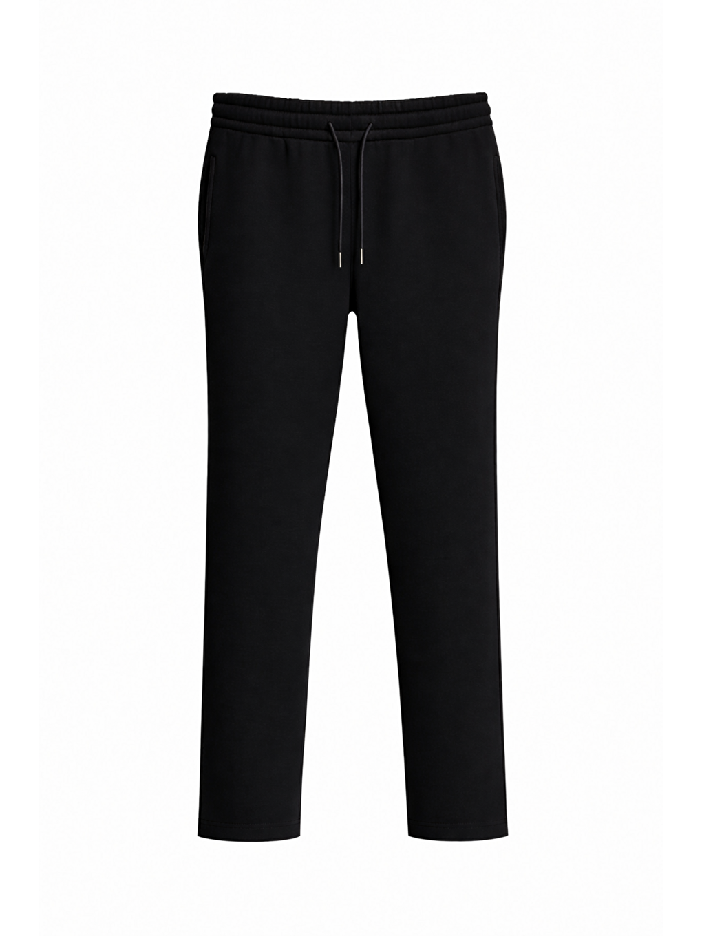 Siyah Erkek 3 İplik Düz Paça Cepli Yüksek Kalite Şardonlu Kalın Eşofman Altı