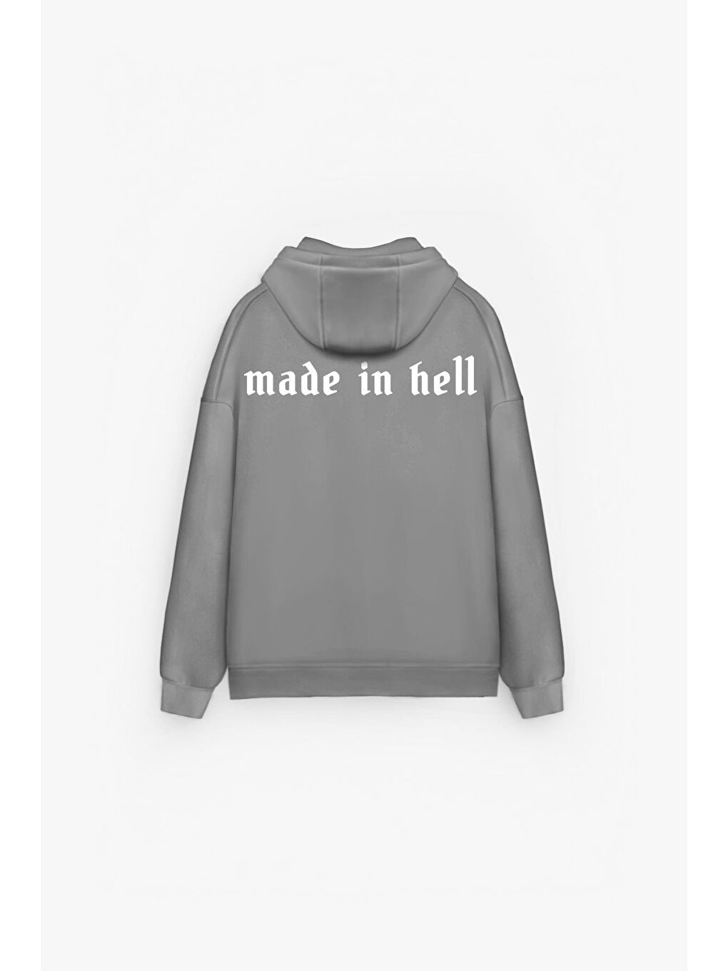 Erkek Oversize Baskılı Premium Kapüşonlu Sweatshirt Gri-3