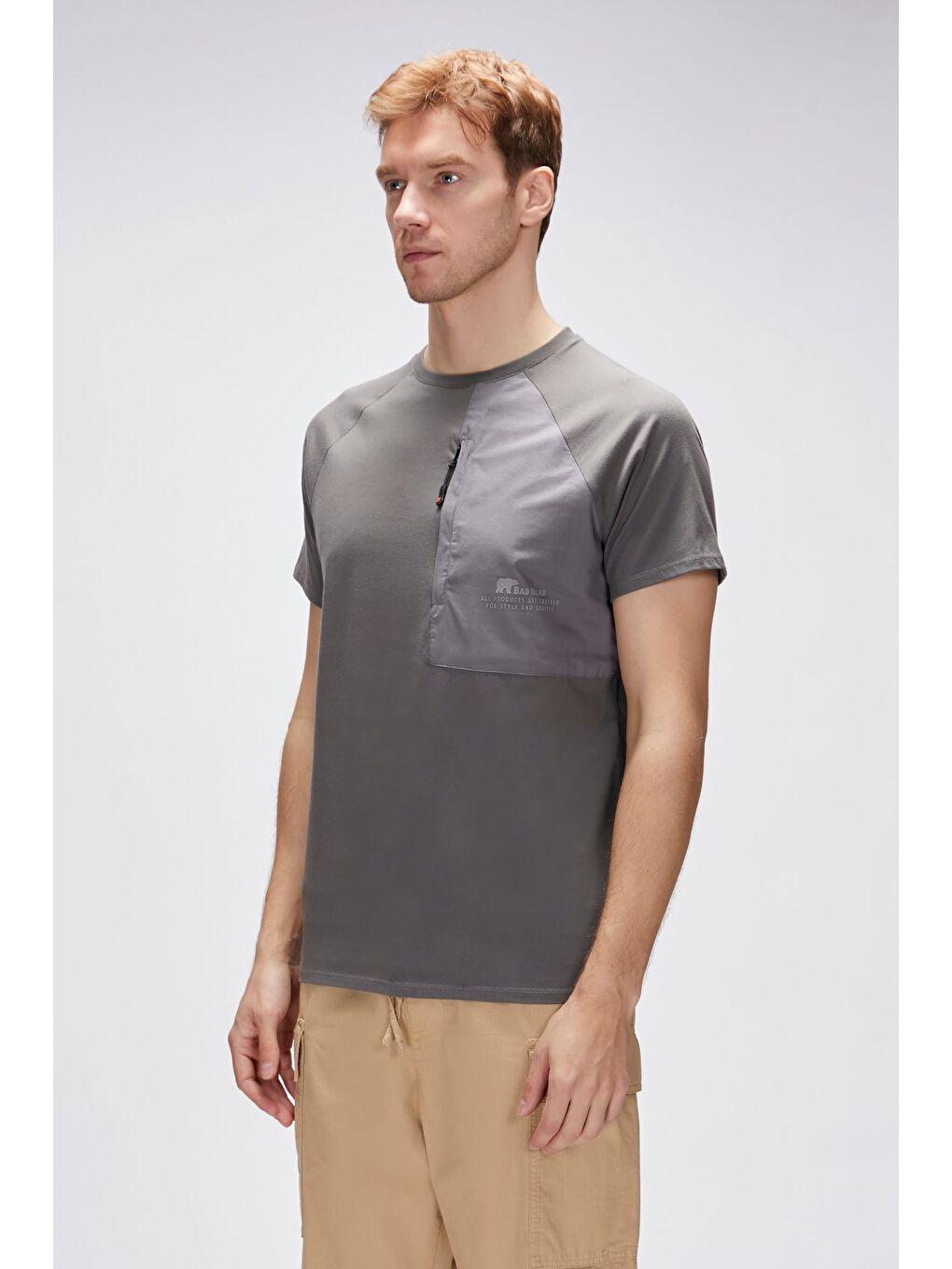 Gri Simon Antrasit Erkek Baskılı Tişört-1