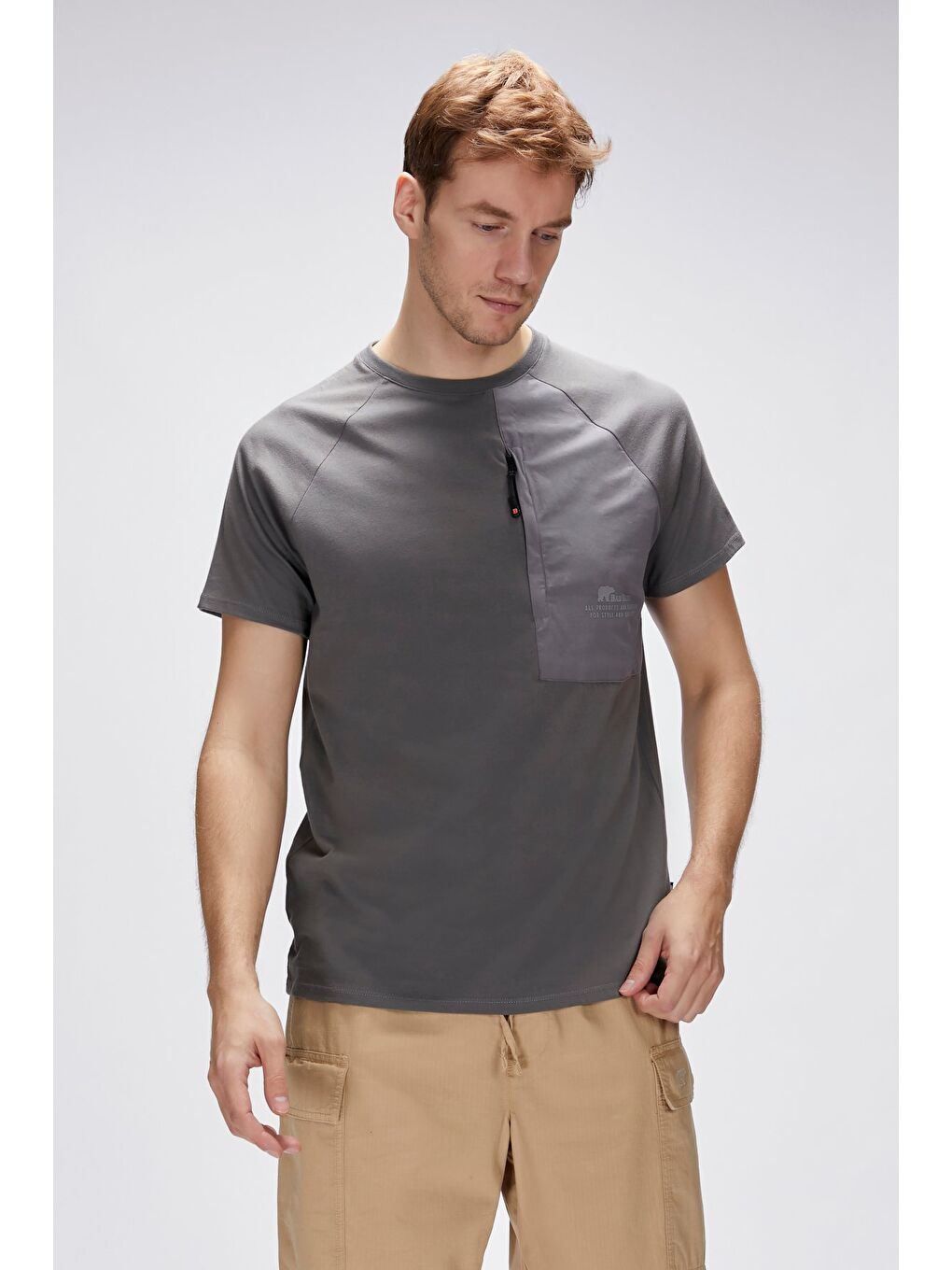 Gri Simon Antrasit Erkek Baskılı Tişört-2