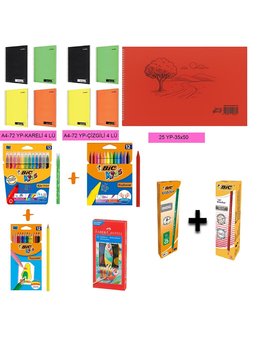 8 Li Defter- 4 Lü Boyama İlkokul Seti