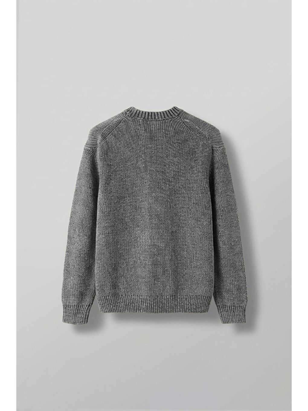 Erkek Oversize Yıkamalı Ağır Premium Kazak Gri-1