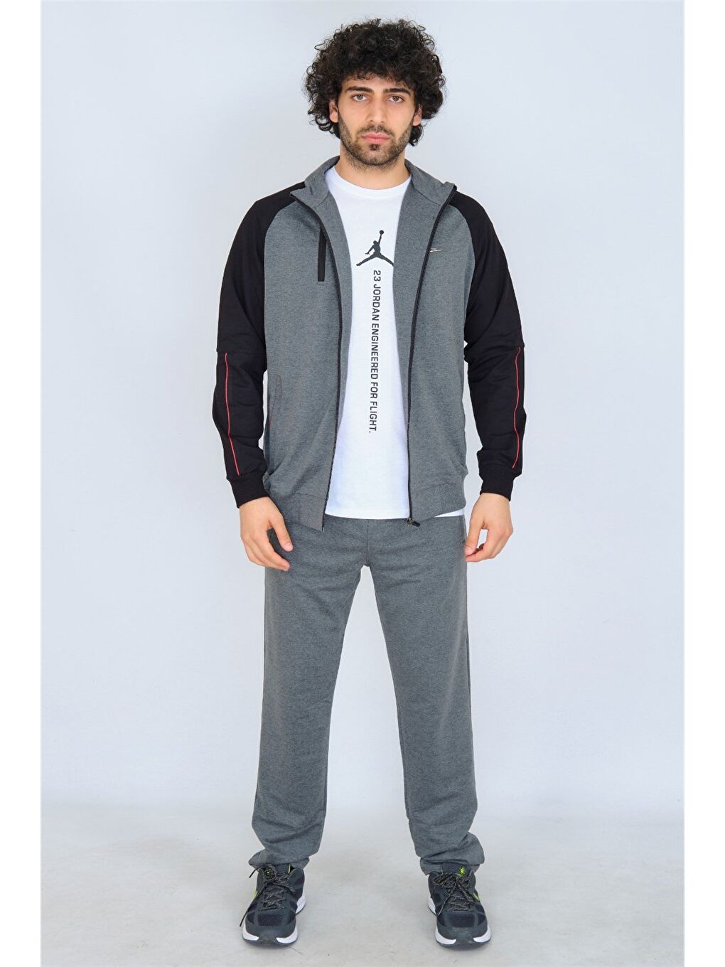Antrasit Pamuklu Kumaş Erkek Eşofman Takımı 201507