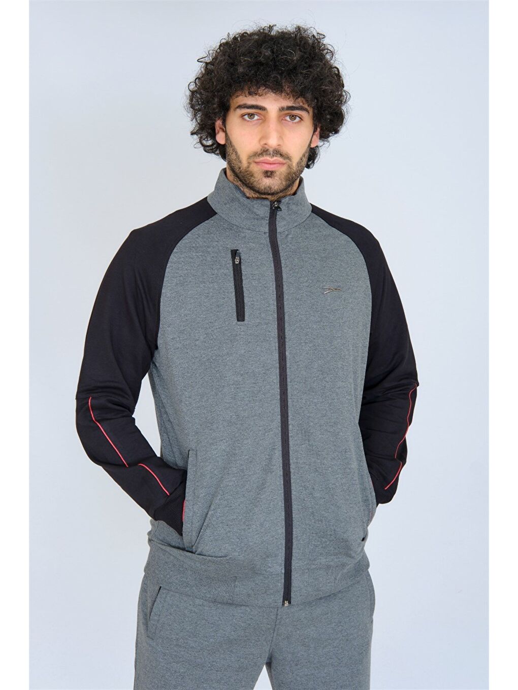 Antrasit Pamuklu Kumaş Erkek Eşofman Takımı 201507-3