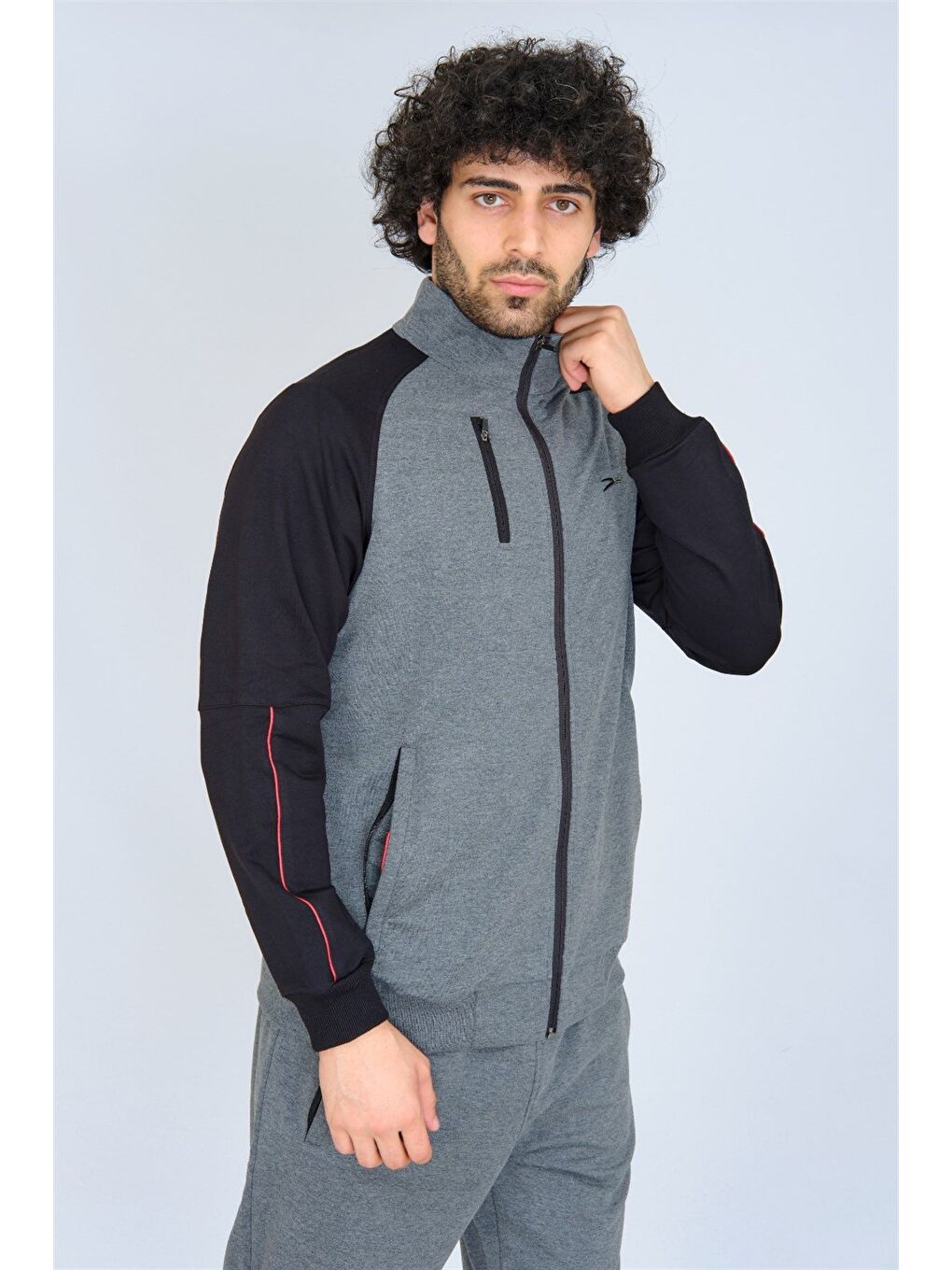 Antrasit Pamuklu Kumaş Erkek Eşofman Takımı 201507-5