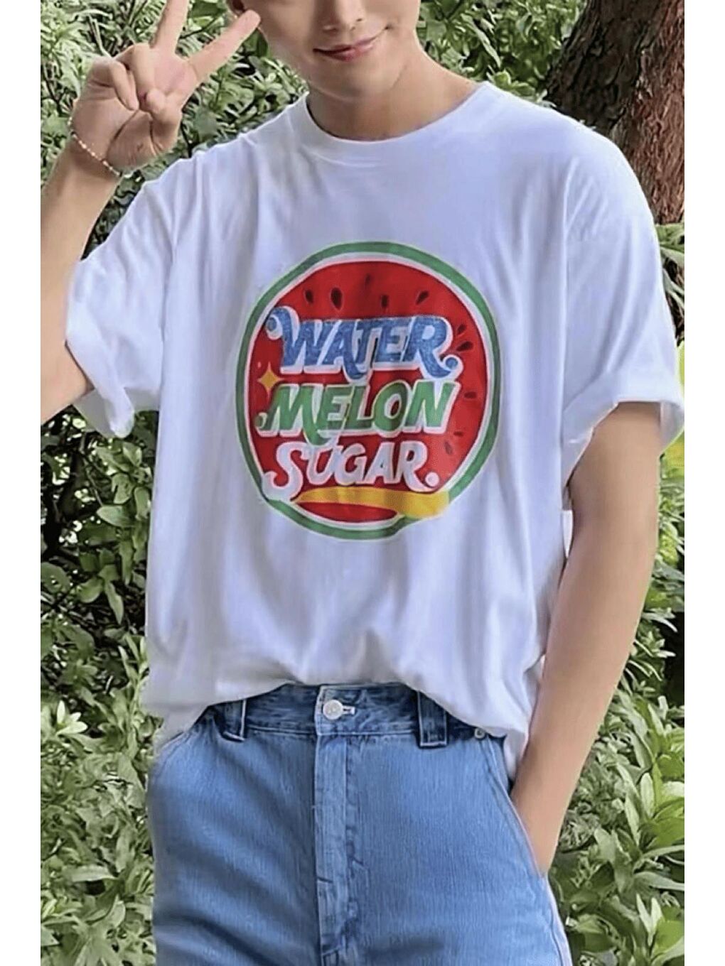 Beyaz Watermelon Sugar Retro Baskılı Oversize Unisex Pamuklu Tişört