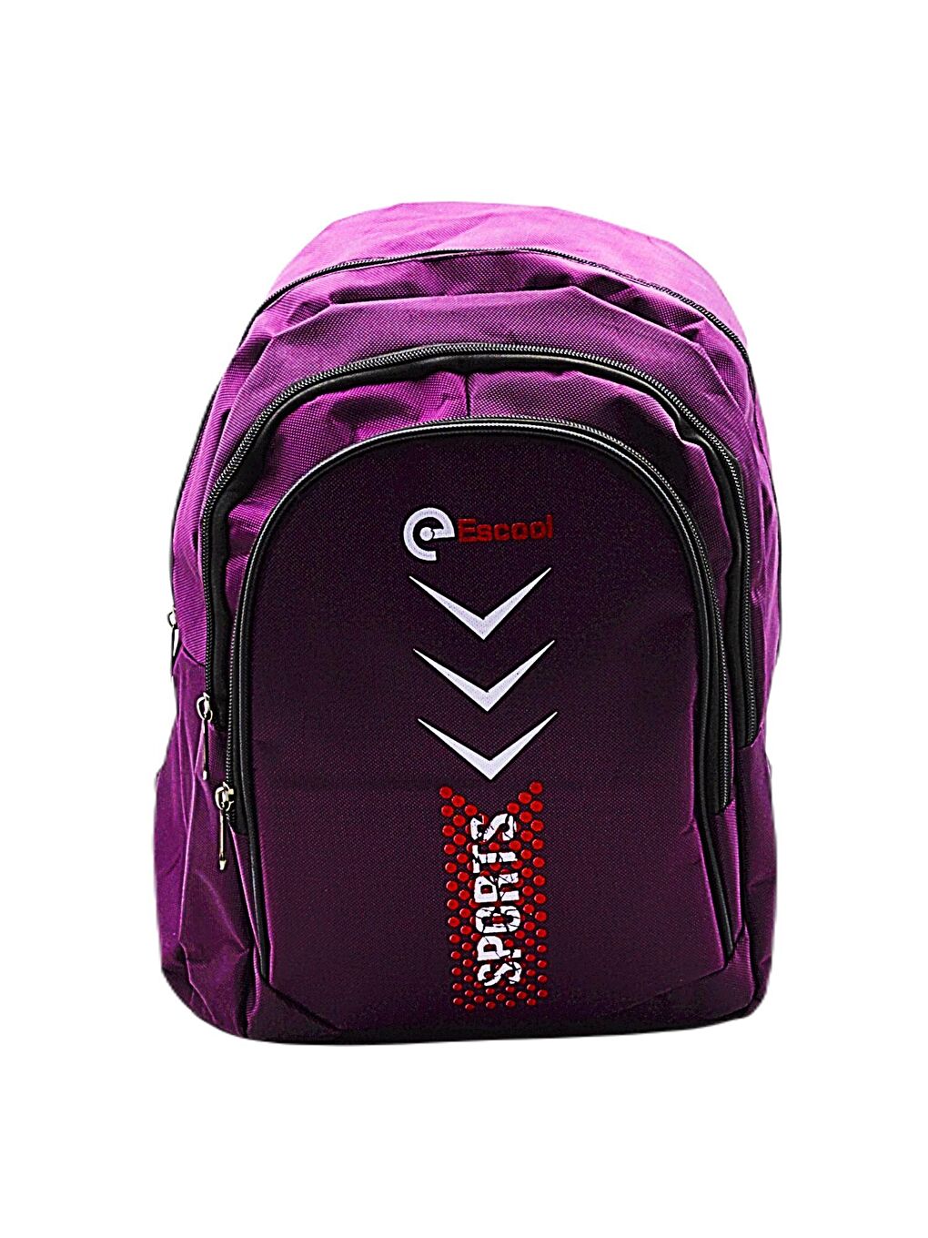 Sport 3 Bölmeli Okul Sırt Çantası Mürdüm Kırmızı Noktalı KOD:701