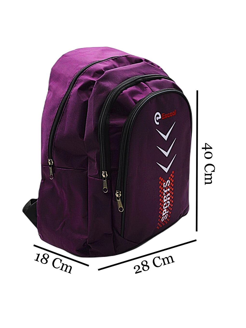 Sport 3 Bölmeli Okul Sırt Çantası Mürdüm Kırmızı Noktalı KOD:701-2