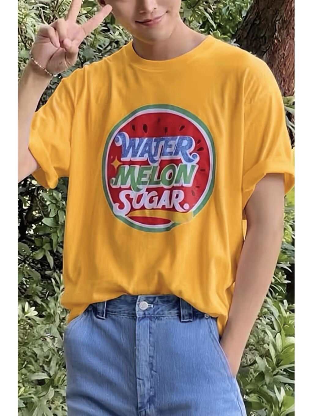 Sarı Watermelon Sugar Retro Baskılı Oversize Unisex Pamuklu Tişört