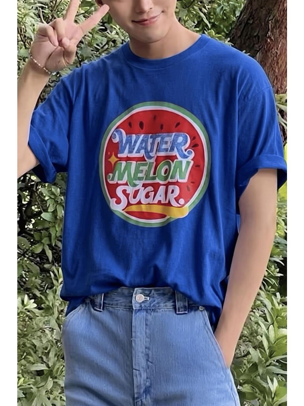 Mavi Watermelon Sugar Retro Baskılı Oversize Unisex Pamuklu Tişört