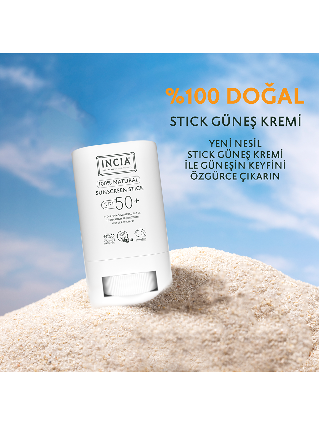 100% Doğal Güneş Koruyucu Sun Stick Mineral Filtreli Hassas Cilt Bitkisel UVA UVB SPF50+ 15 gr-1