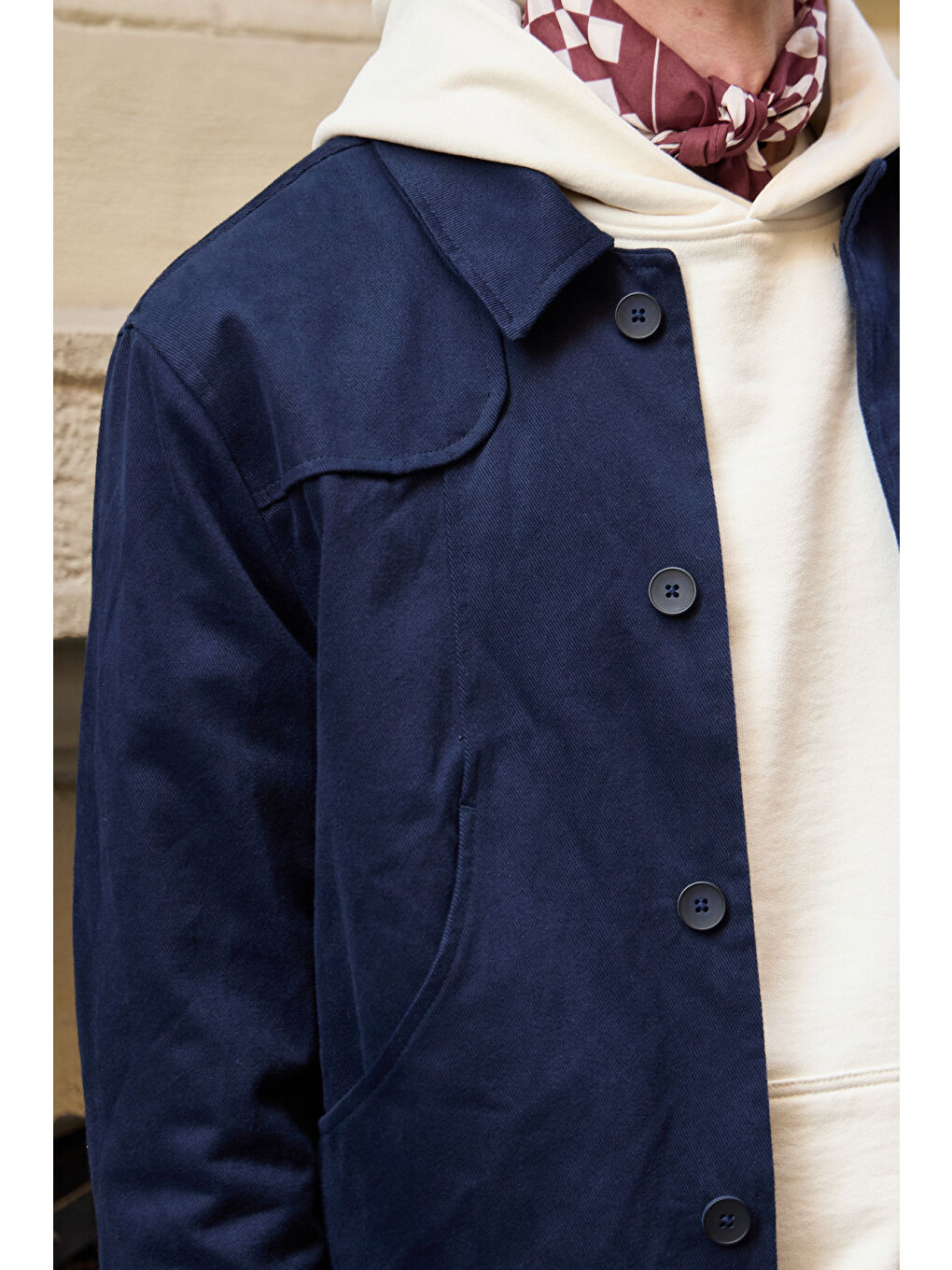 Erkek Teknik Kumaş Mont %100 Pamuk Ceket Lacivert-2