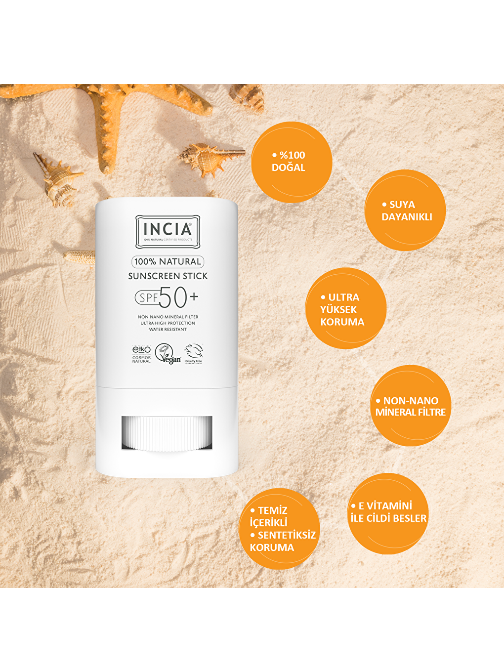 100% Doğal Güneş Koruyucu Sun Stick Mineral Filtreli Hassas Cilt Bitkisel UVA UVB SPF50+ 15 gr-3