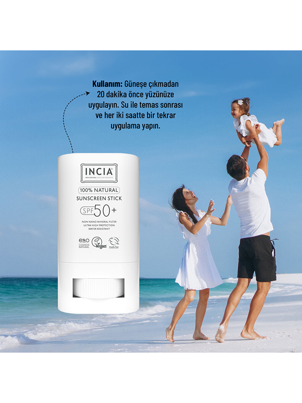 100% Doğal Güneş Koruyucu Sun Stick Mineral Filtreli Hassas Cilt Bitkisel UVA UVB SPF50+ 15 gr-4