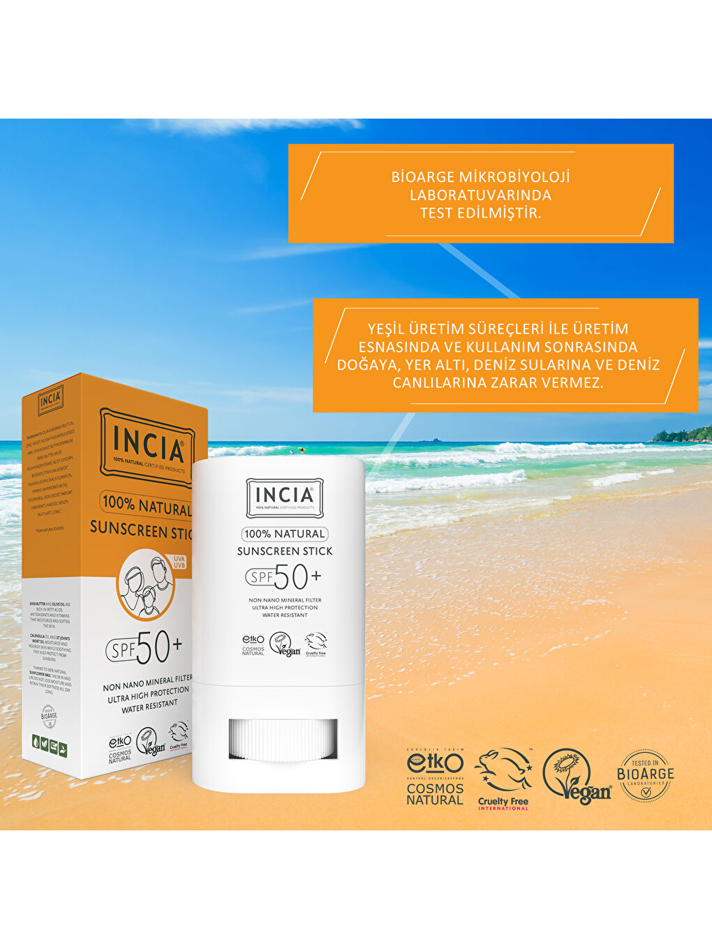 100% Doğal Güneş Koruyucu Sun Stick Mineral Filtreli Hassas Cilt Bitkisel UVA UVB SPF50+ 15 gr-5