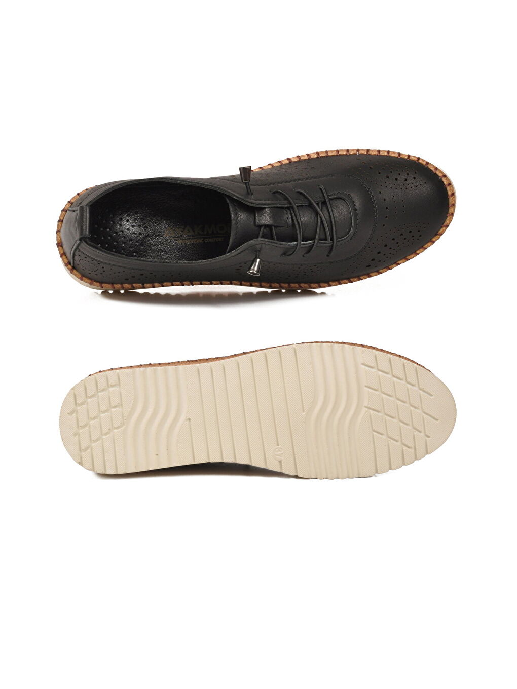 Siyah Hakiki Deri Ortopedik Kadın Casual Ayakkabı 509 Z-4