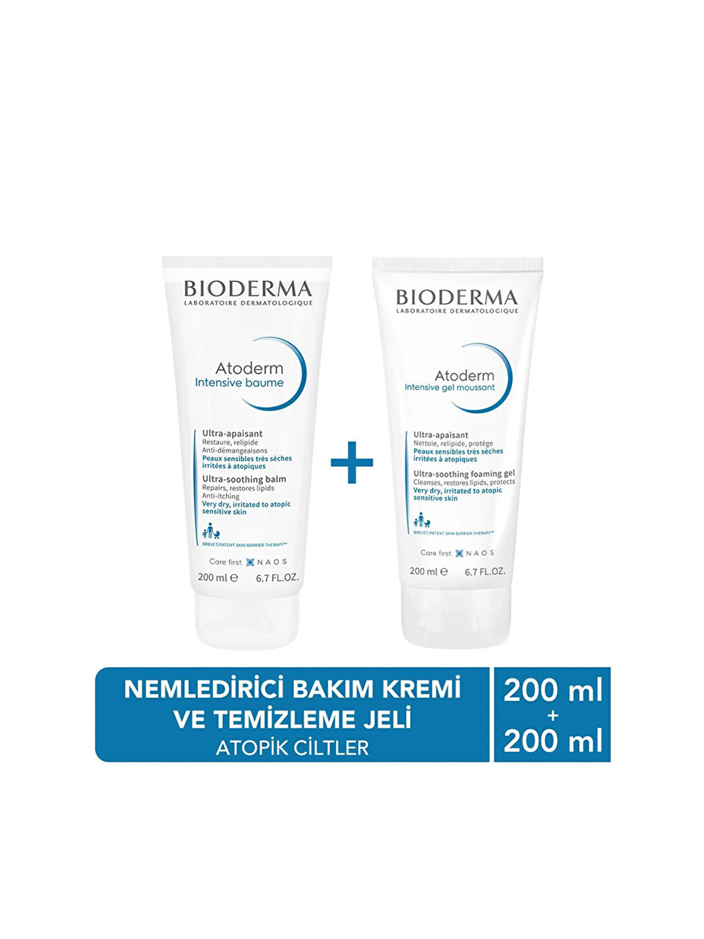 Bioderma Atoderm Intensive Balm 200ml + Foaming Gel 200ml Set - 1