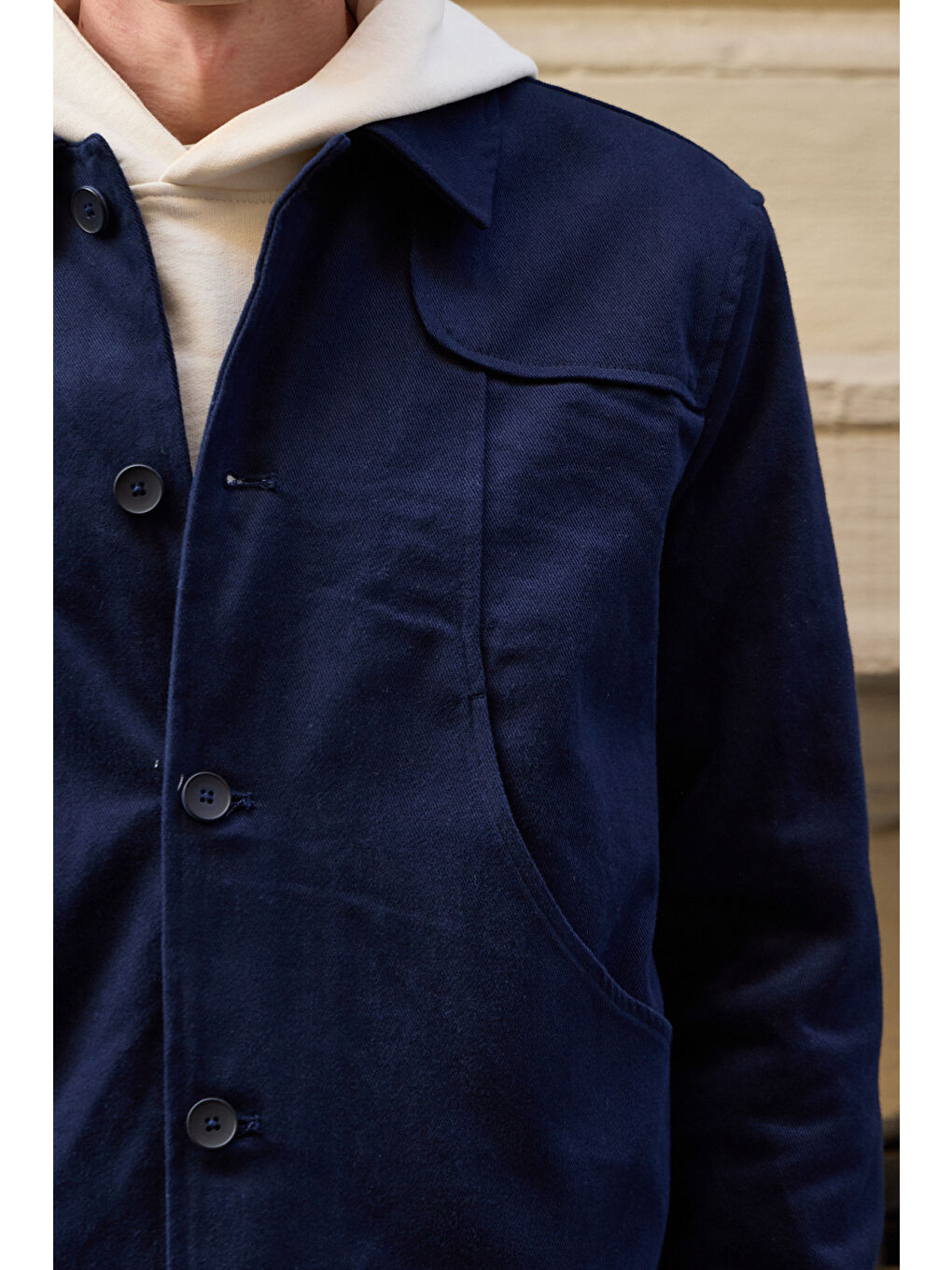 Erkek Teknik Kumaş Mont %100 Pamuk Ceket Lacivert-6