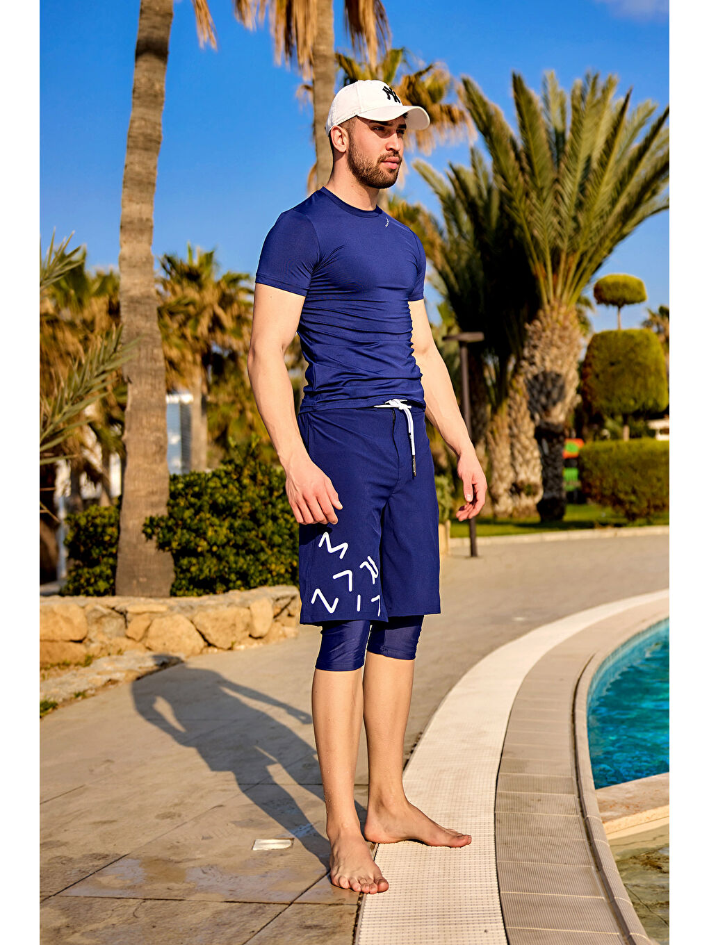 Lacivert İç Taytlı, Hızlı Kuruyan, UPF50+ KorumalıErkek Şort S2503-2-1