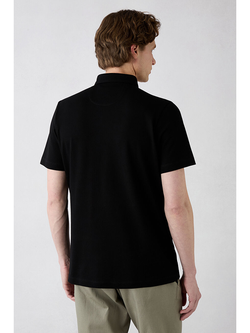 Siyah Regular Fit Pamuk Düğmeli Cepli Polo Yaka Tişört-4
