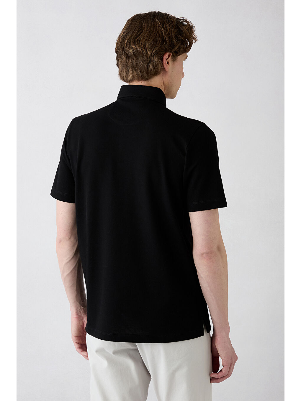 Siyah Regular Fit Pamuk Düğmeli Polo Yaka Tişört-3