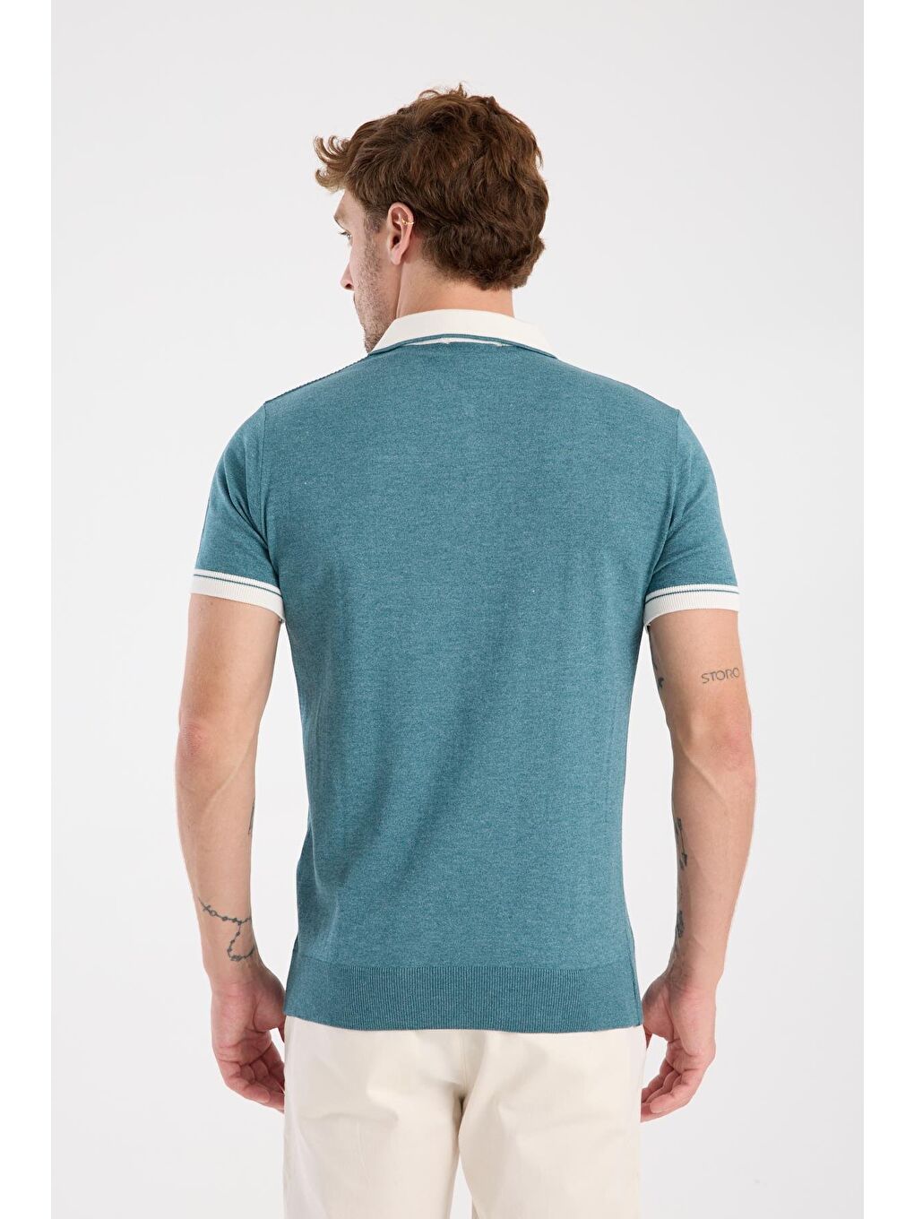 Aclub Echo Örme Kumaş Viskon Karışımlı Slim Fit Petrol Polo Yaka Erkek Desenli Polo Shirt-7