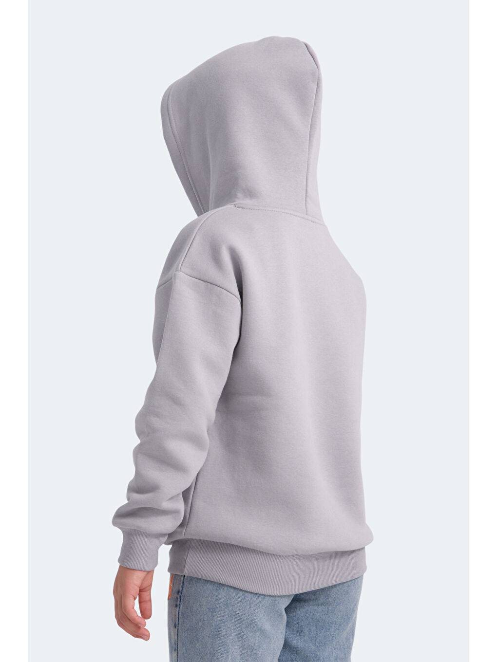 LENE Unisex Çocuk Kapüşonlu Cepli Taş Gri Sweatshırt-5