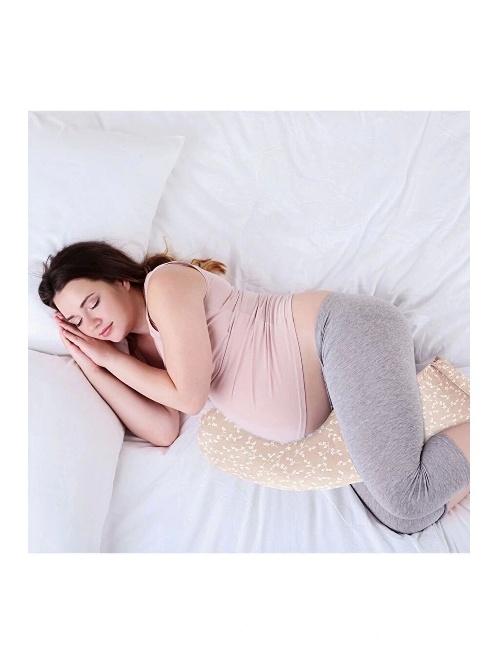 Çok Fonksiyonlu Emzirme Destek Minderi & Anne Hamile Yastığı Somon-6