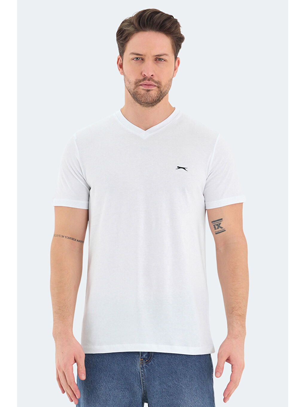 Karışık RIVALDO 3 lü Set Erkek Beyaz - Gri - Siyah %100 Pamuk Tişört-1