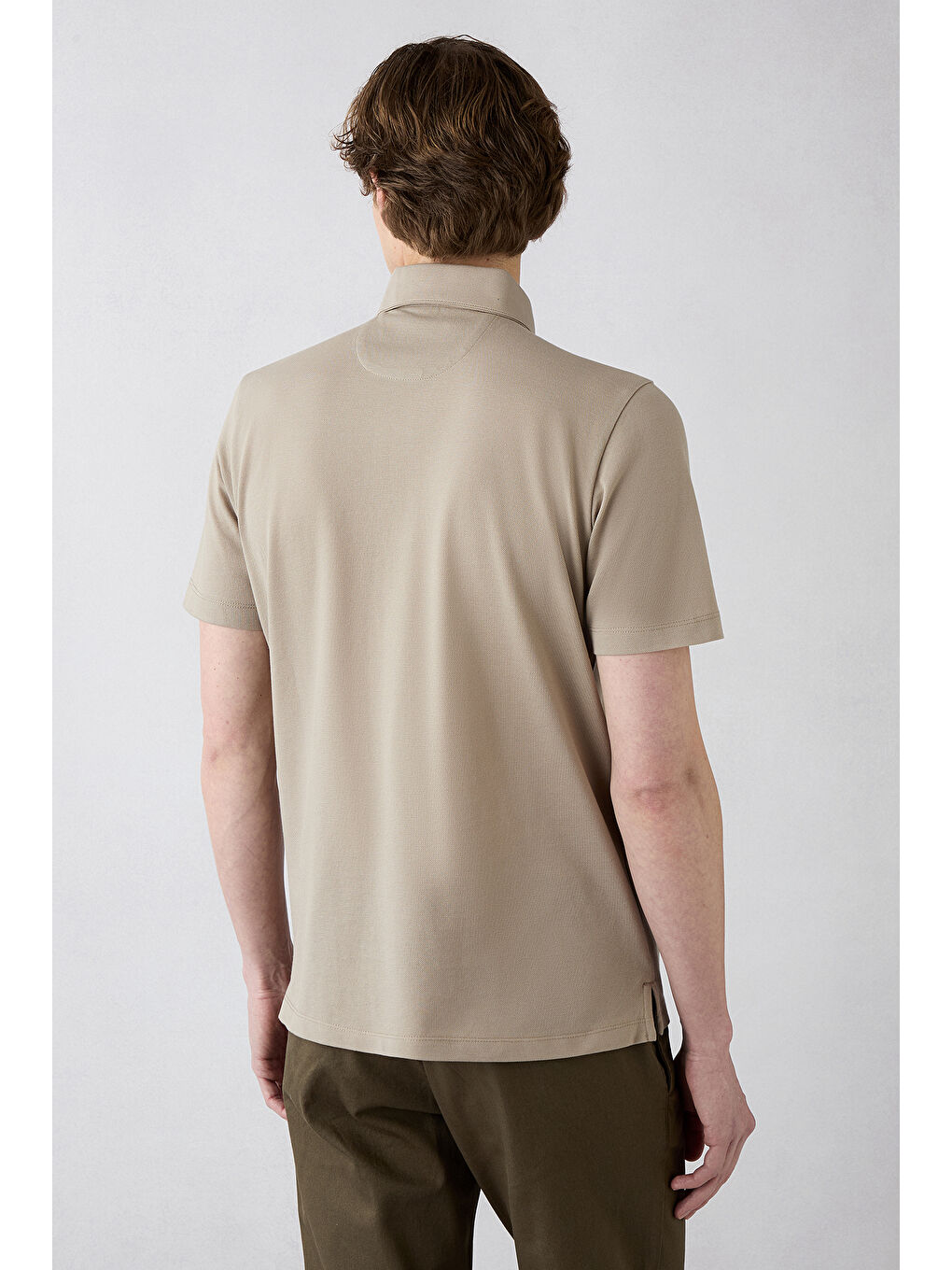 Bej Regular Fit Pamuk Düğmeli Polo Yaka Tişört-4