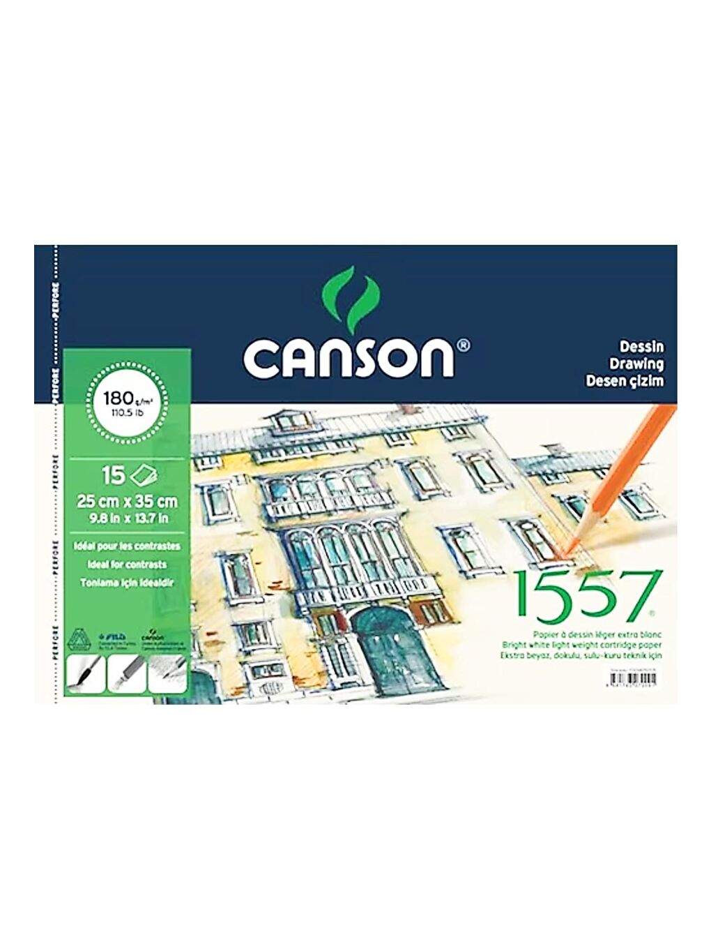 1557 25x35 15 Yaprak 180 gr Çizim Defteri (CNS180152535)