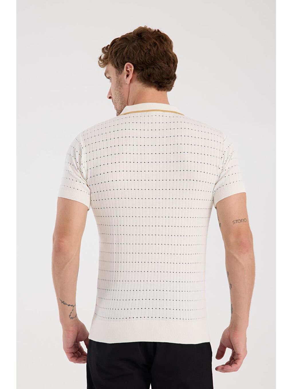 Aclub Sierra Örme Kumaş Viskon Karışımlı Slim Fit Ekru Polo Yaka Erkek Düz Polo Shirt-6